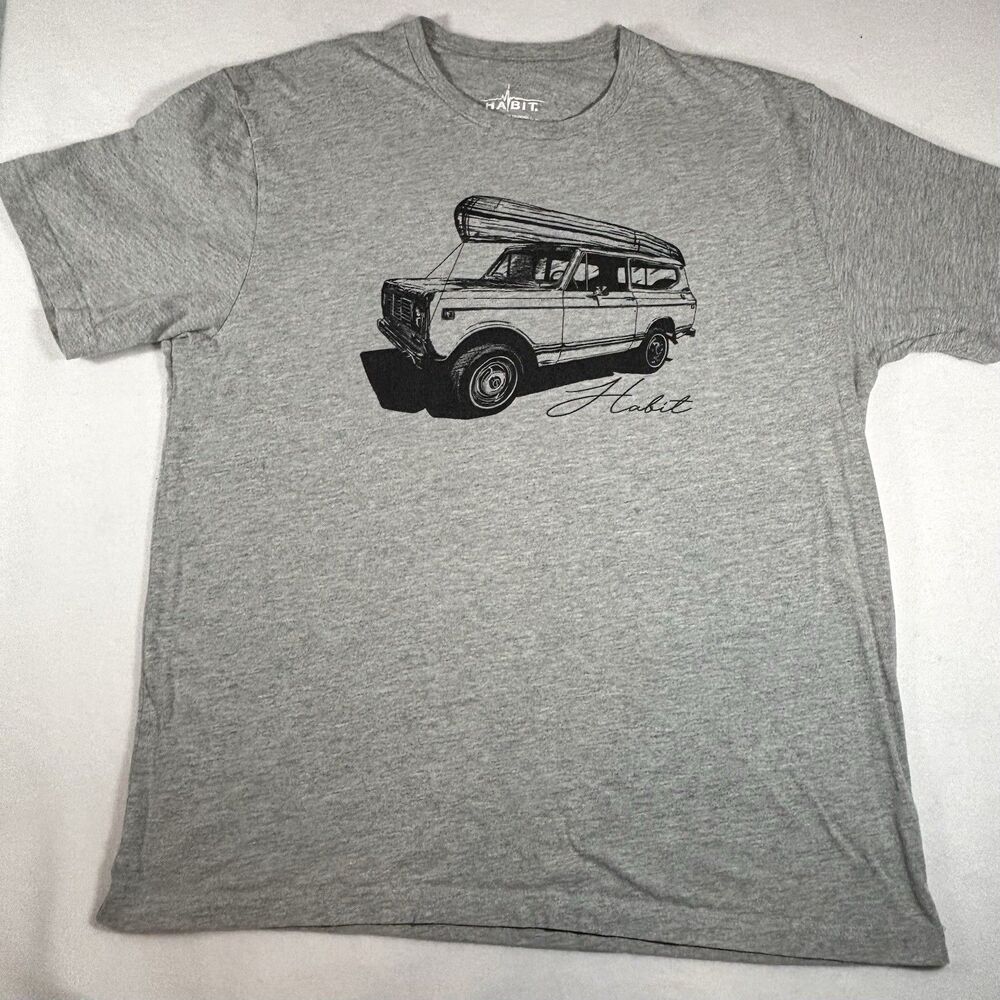 HABIT Men’s T Shirt Gray With Black Graphic Hauling A Boat Short Sleeves